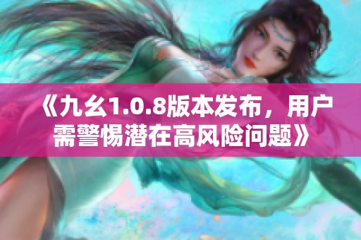 《九幺1.0.8版本发布，用户需警惕潜在高风险问题》