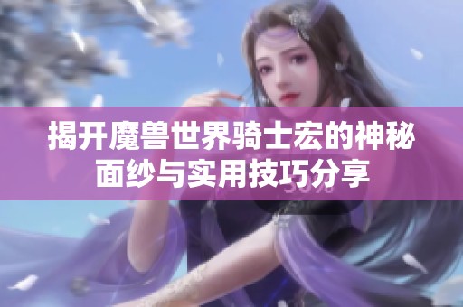 揭开魔兽世界骑士宏的神秘面纱与实用技巧分享