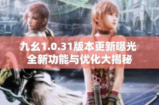 九幺1.0.31版本更新曝光 全新功能与优化大揭秘
