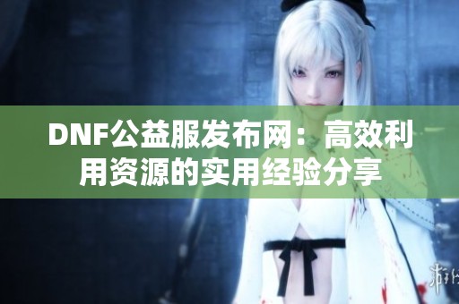 DNF公益服发布网：高效利用资源的实用经验分享