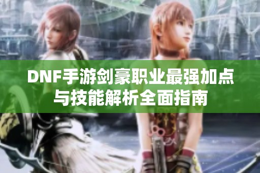 DNF手游剑豪职业最强加点与技能解析全面指南