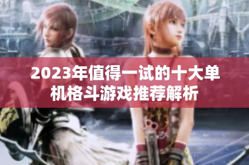 2023年值得一试的十大单机格斗游戏推荐解析