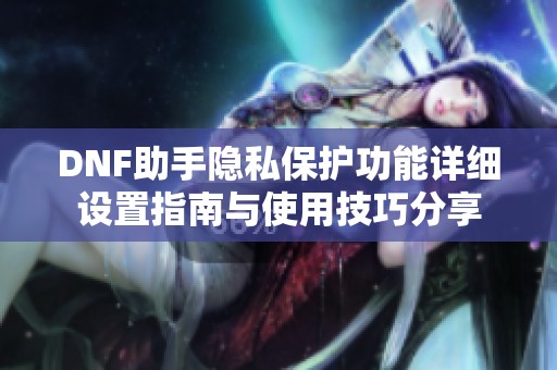 DNF助手隐私保护功能详细设置指南与使用技巧分享