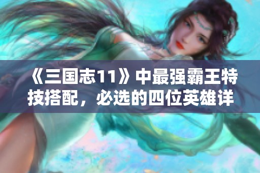《三国志11》中最强霸王特技搭配，必选的四位英雄详解