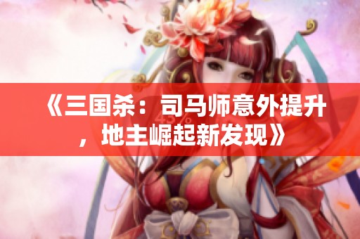 《三国杀：司马师意外提升，地主崛起新发现》
