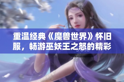 重温经典《魔兽世界》怀旧服，畅游巫妖王之怒的精彩旅程