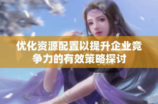 优化资源配置以提升企业竞争力的有效策略探讨