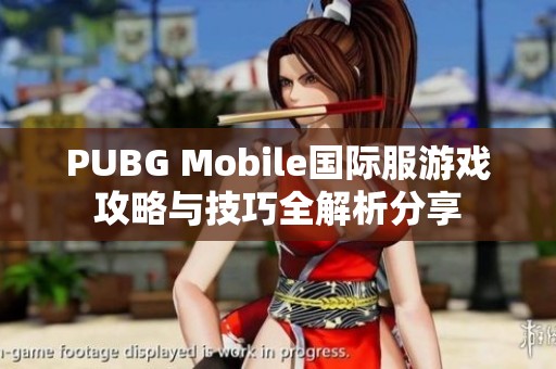 PUBG Mobile国际服游戏攻略与技巧全解析分享