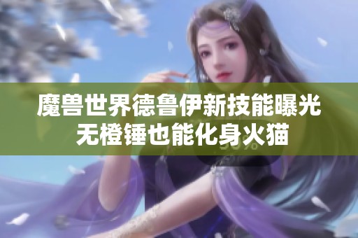 魔兽世界德鲁伊新技能曝光 无橙锤也能化身火猫