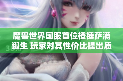 魔兽世界国服首位橙锤萨满诞生 玩家对其性价比提出质疑