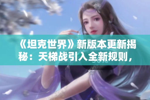 《坦克世界》新版本更新揭秘：天梯战引入全新规则，告别着火与飞头现象