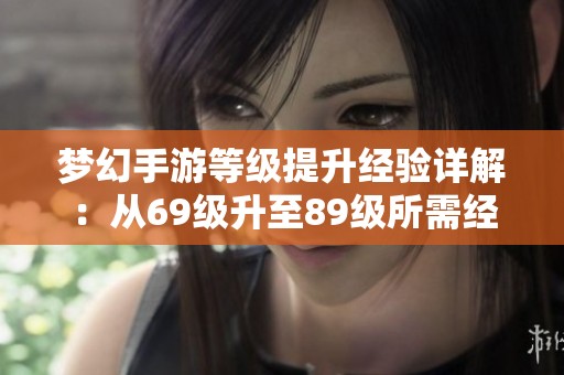 梦幻手游等级提升经验详解：从69级升至89级所需经验分析
